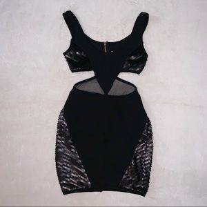 Black Sequin Cut Out Dress